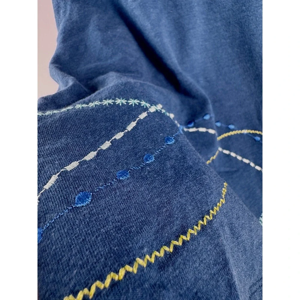 Title Nine‎ knit Skirt sz M Blue Embroidered Pockets Modal Blend comfy